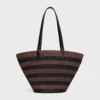 Couffin CELINE Classic Panier i randig raffia och kalvskinn Couffin CELINE Classic Panier i randig raffia och kalvskinn