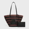 Couffin CELINE Classic Panier i randig raffia och kalvskinn Couffin CELINE Classic Panier i randig raffia och kalvskinn