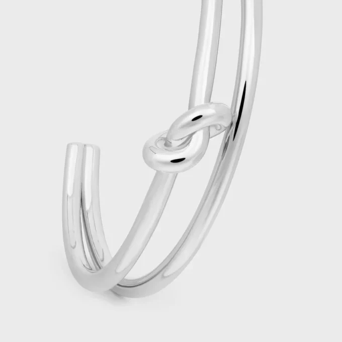Knot Double Cuff i mässing med rodiumfinish