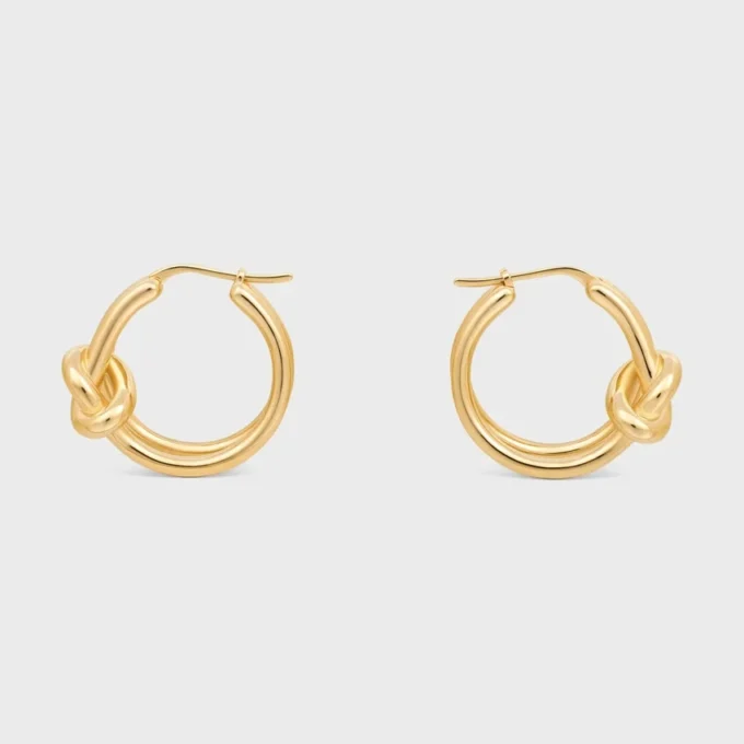 Knot Double Hoops i mässing med guldfinish