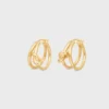 Knot Double Hoops i mässing med guldfinish