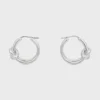Knot Double Hoops i mässing med rodiumfinish
