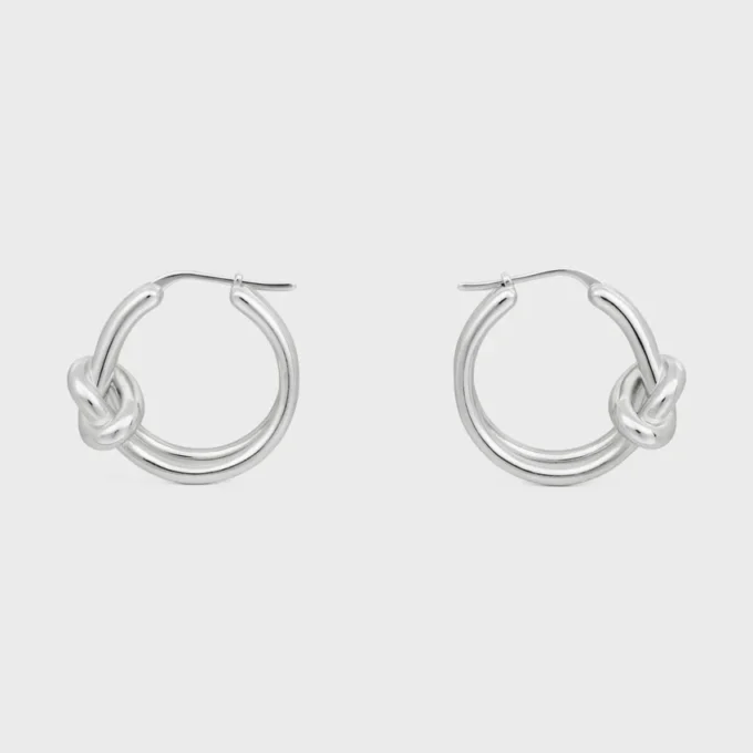 Knot Double Hoops i mässing med rodiumfinish