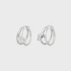 Knot Double Hoops i mässing med rodiumfinish