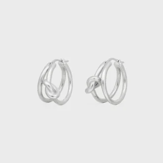 Knot Double Hoops i mässing med rodiumfinish