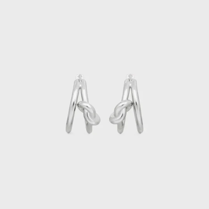 Knot Double Hoops i mässing med rodiumfinish