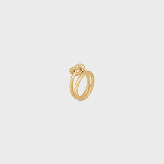 Knot Double-ring i mässing med guldfinish Knot Double-ring i mässing med guldfinish