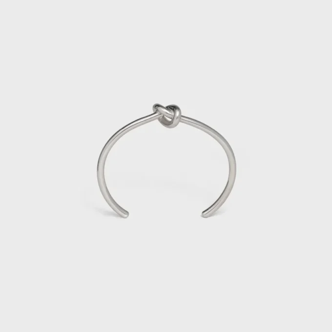 Knot extra tunt armband i mässing med rodiumfinish