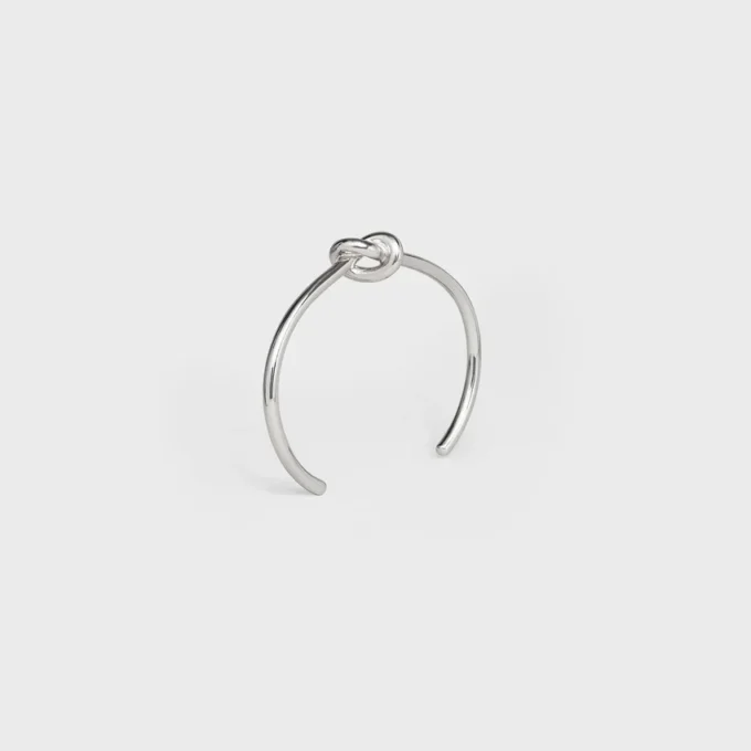 Knot extra tunt armband i mässing med rodiumfinish