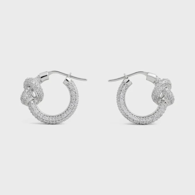 Knot Sparkle Hoops i strass och mässing med rodiumfinish