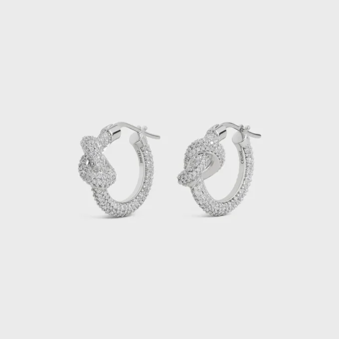Knot Sparkle Hoops i strass och mässing med rodiumfinish