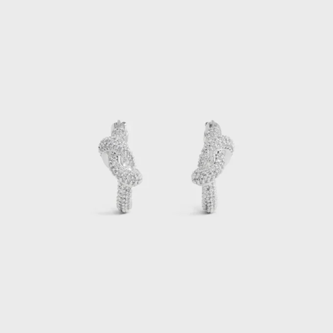 Knot Sparkle Hoops i strass och mässing med rodiumfinish