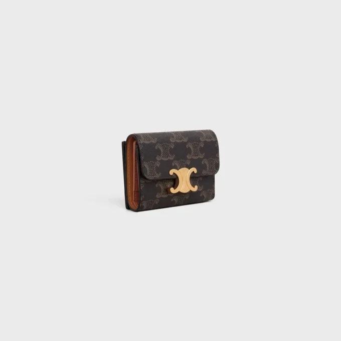 Kompakt plånbok med myntfack i Triomphe Canvas
