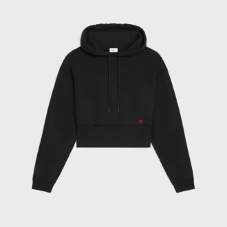 Kort hoodie i bomullsfleece