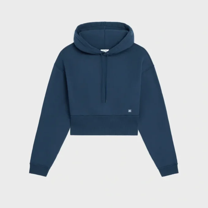 Kort hoodie i bomullsfleece