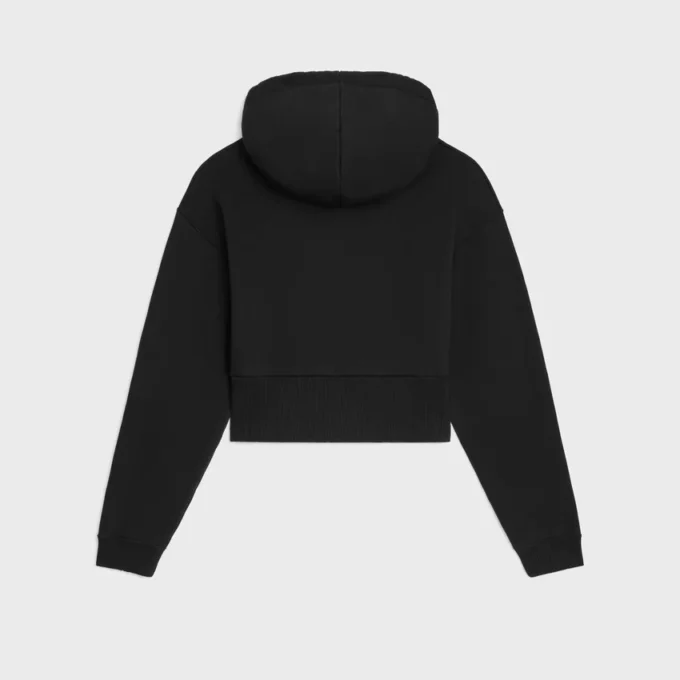 Kort hoodie i bomullsfleece