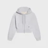 Kort hoodie med dragkedja i bomullsfleece