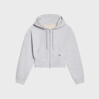 Kort hoodie med dragkedja i bomullsfleece