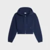 Kort hoodie med dragkedja i bomullsfleece