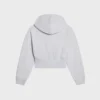 Kort hoodie med dragkedja i bomullsfleece