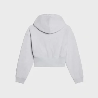 Kort hoodie med dragkedja i bomullsfleece