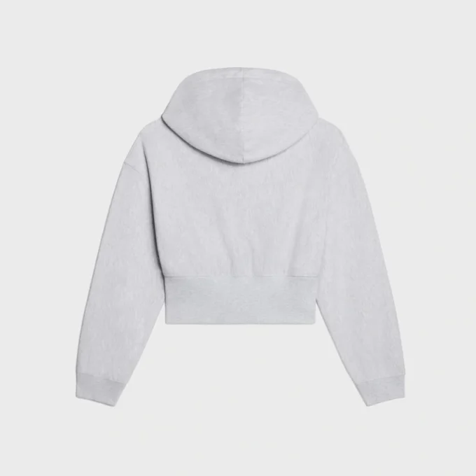 Kort hoodie med dragkedja i bomullsfleece