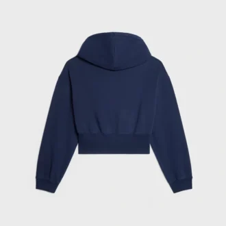 Kort hoodie med dragkedja i bomullsfleece