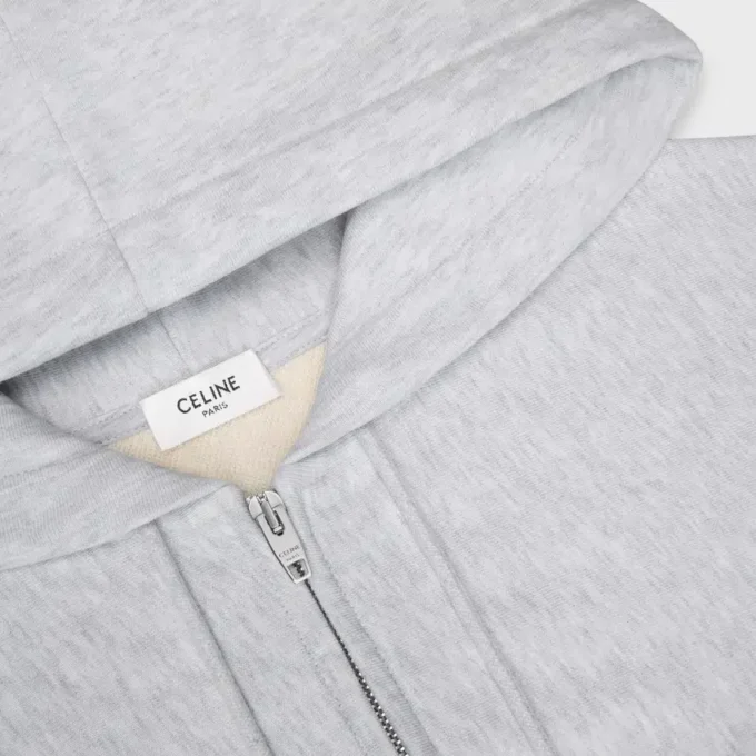 Kort hoodie med dragkedja i bomullsfleece