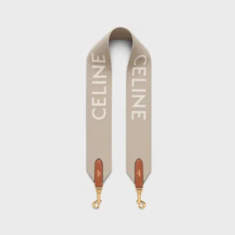 Kort rem i ull med CELINE-jacquard och gulddetaljer