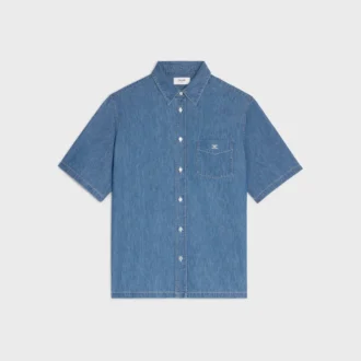 Kortärmad skjorta i bomullsdenim