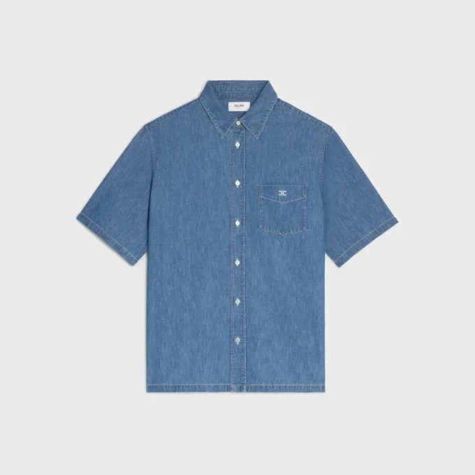 Kortärmad skjorta i bomullsdenim