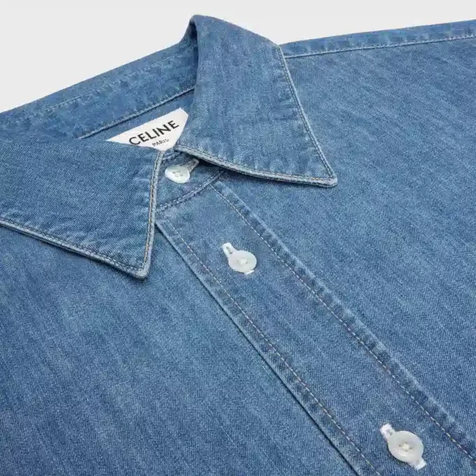 Kortärmad skjorta i bomullsdenim