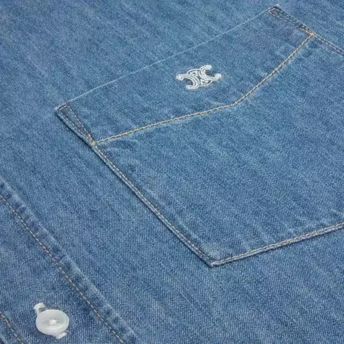 Kortärmad skjorta i bomullsdenim