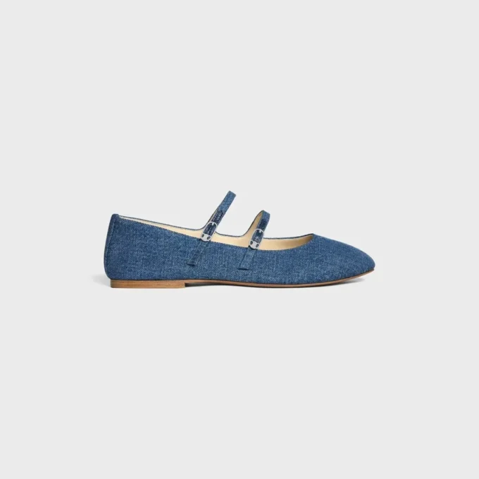 Les Ballerines CELINE Double Strap i denim