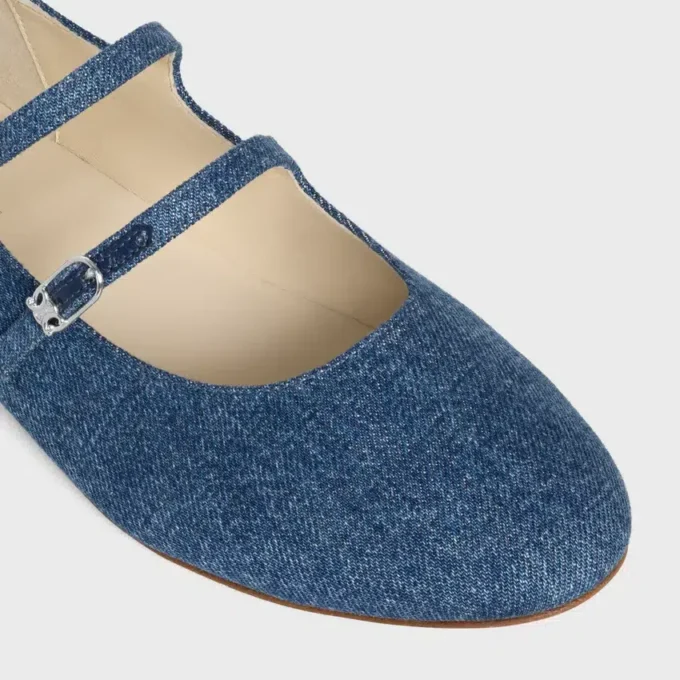 Les Ballerines CELINE Double Strap i denim