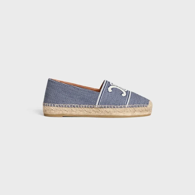 Les Espadrilles CELINE i randigt tyg med Triomphe Les Espadrilles CELINE i randigt tyg med Triomphe