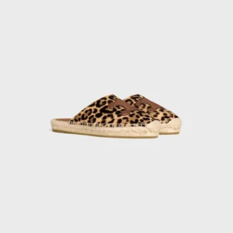 Les Espadrilles CELINE Mule i leopardmönstrat hårigt kalvskinn Les Espadrilles CELINE Mule i leopardmönstrat hårigt kalvskinn