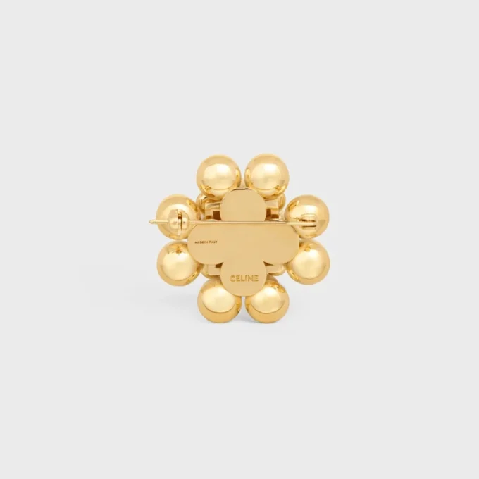 Les Perles CELINE-brosch i strass, pärlor av harts, mässing med guldfinish och stål Les Perles CELINE-brosch i strass, pärlor av harts, mässing med guldfinish och stål