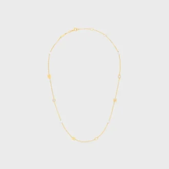 Les Perles CELINE-halsband i strass, hartsperlor och mässing med guldfinish