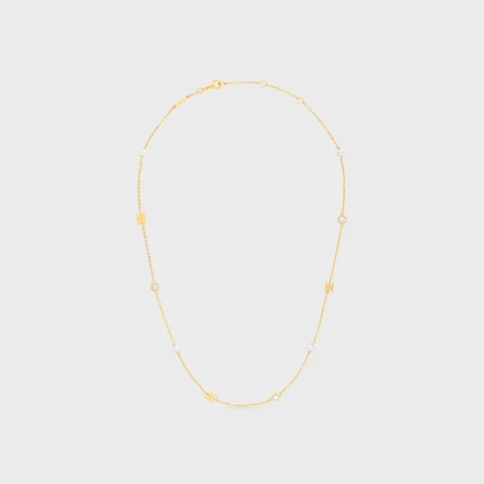 Les Perles CELINE-halsband i strass, hartsperlor och mässing med guldfinish Les Perles CELINE-halsband i strass, hartsperlor och mässing med guldfinish