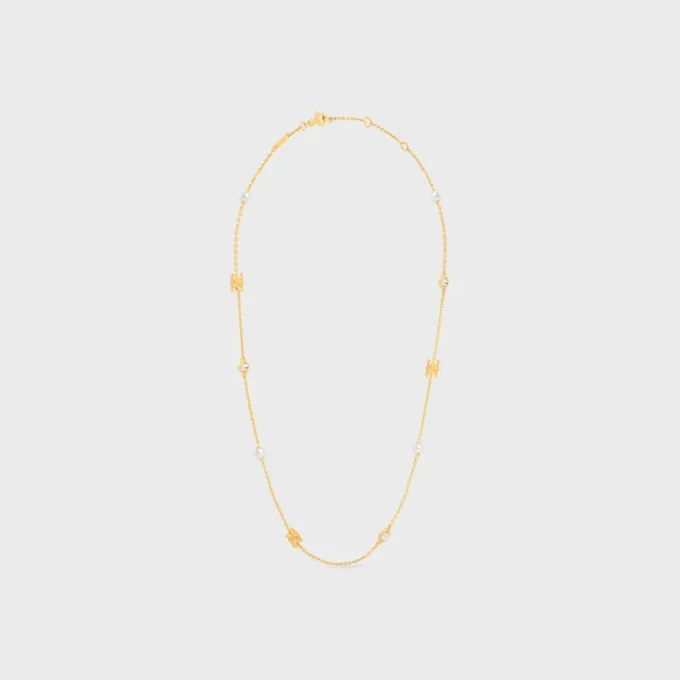 Les Perles CELINE-halsband i strass, hartsperlor och mässing med guldfinish Les Perles CELINE-halsband i strass, hartsperlor och mässing med guldfinish