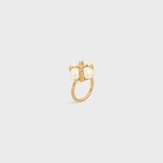 Les Perles CELINE-ring i strass, pärlor av harts och mässing med guldfinish