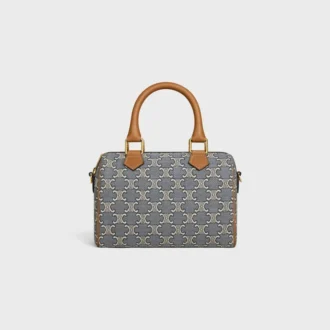 Liten Boston i Triomphe-jacquard och kalvskinn