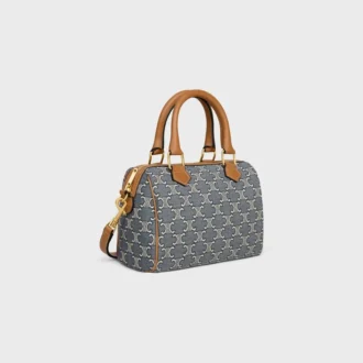 Liten Boston i Triomphe-jacquard och kalvskinn