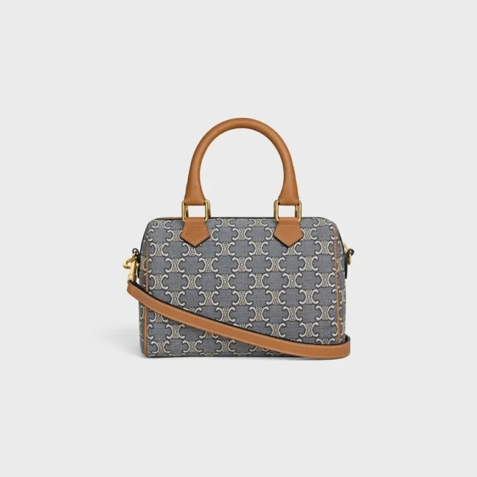 Liten Boston i Triomphe-jacquard och kalvskinn Liten Boston i Triomphe-jacquard och kalvskinn