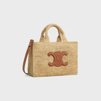 Liten Cabas Thais i raffia och kalvskinn