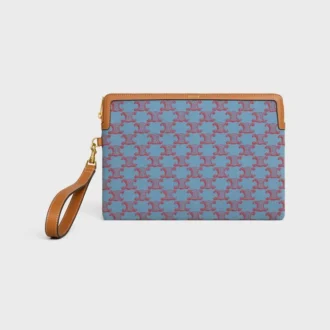 Liten påse med rem Cuir Triomphe i textil med Triomphe-mönster över hela ytan