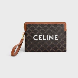 Liten påse med rem Cuir Triomphe i Triomphe Canvas med CELINE-tryck