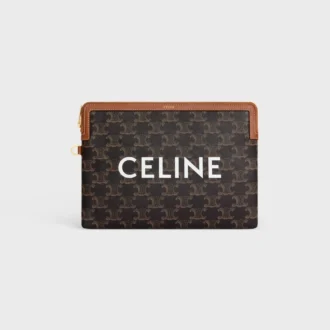 Liten påse med rem Cuir Triomphe i Triomphe Canvas med CELINE-tryck