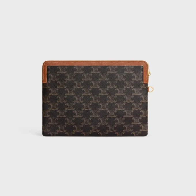 Liten påse med rem Cuir Triomphe i Triomphe Canvas med CELINE-tryck